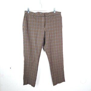 J. Jill Premium Bi Stretch Plaid Brown Blue Ankle Stretch Pants